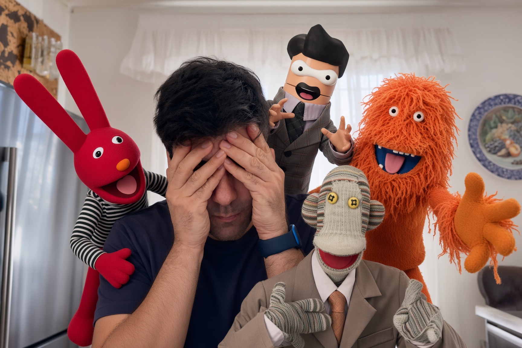 Composición creativa con personajes